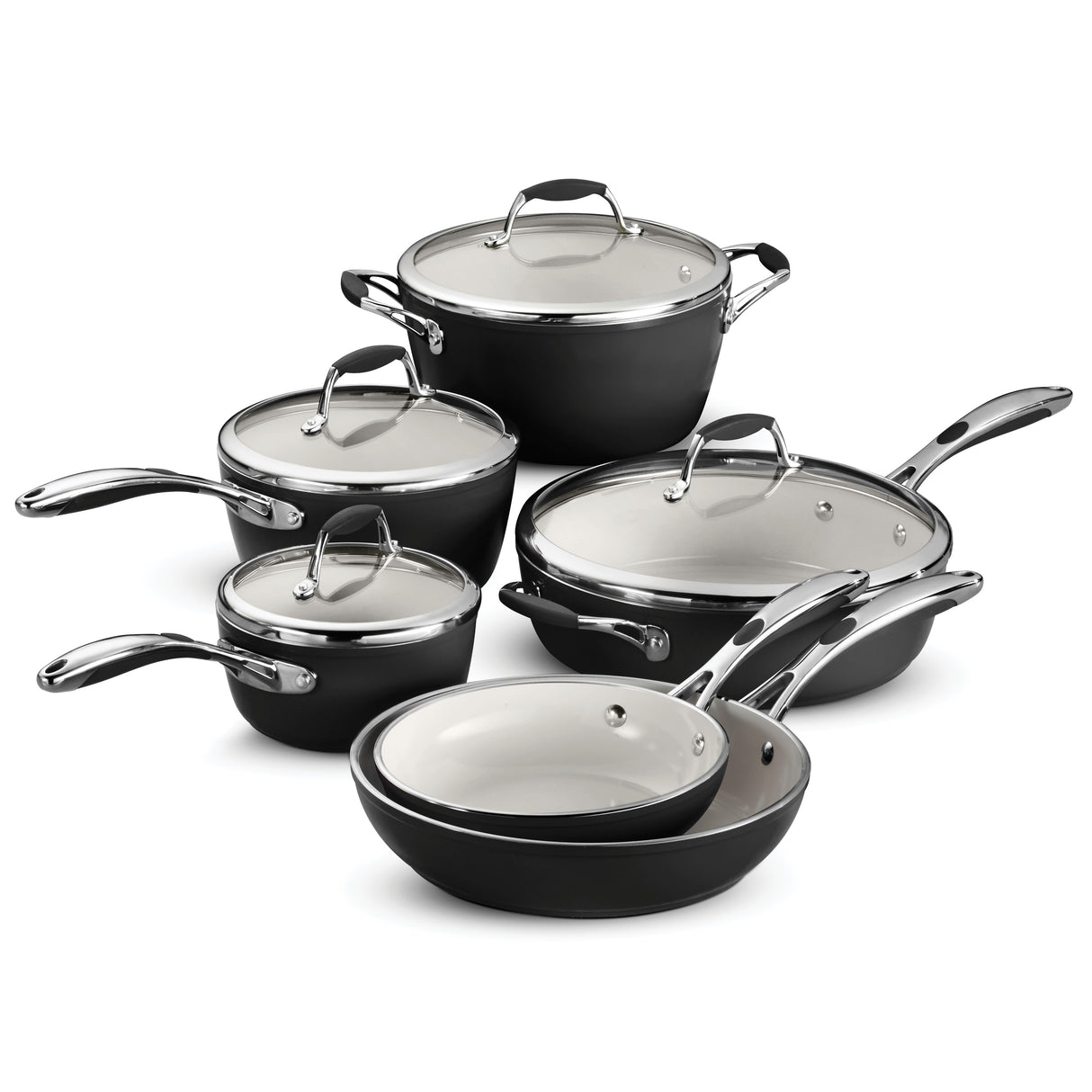 10 Piece Ceramic Cookware Set - Black