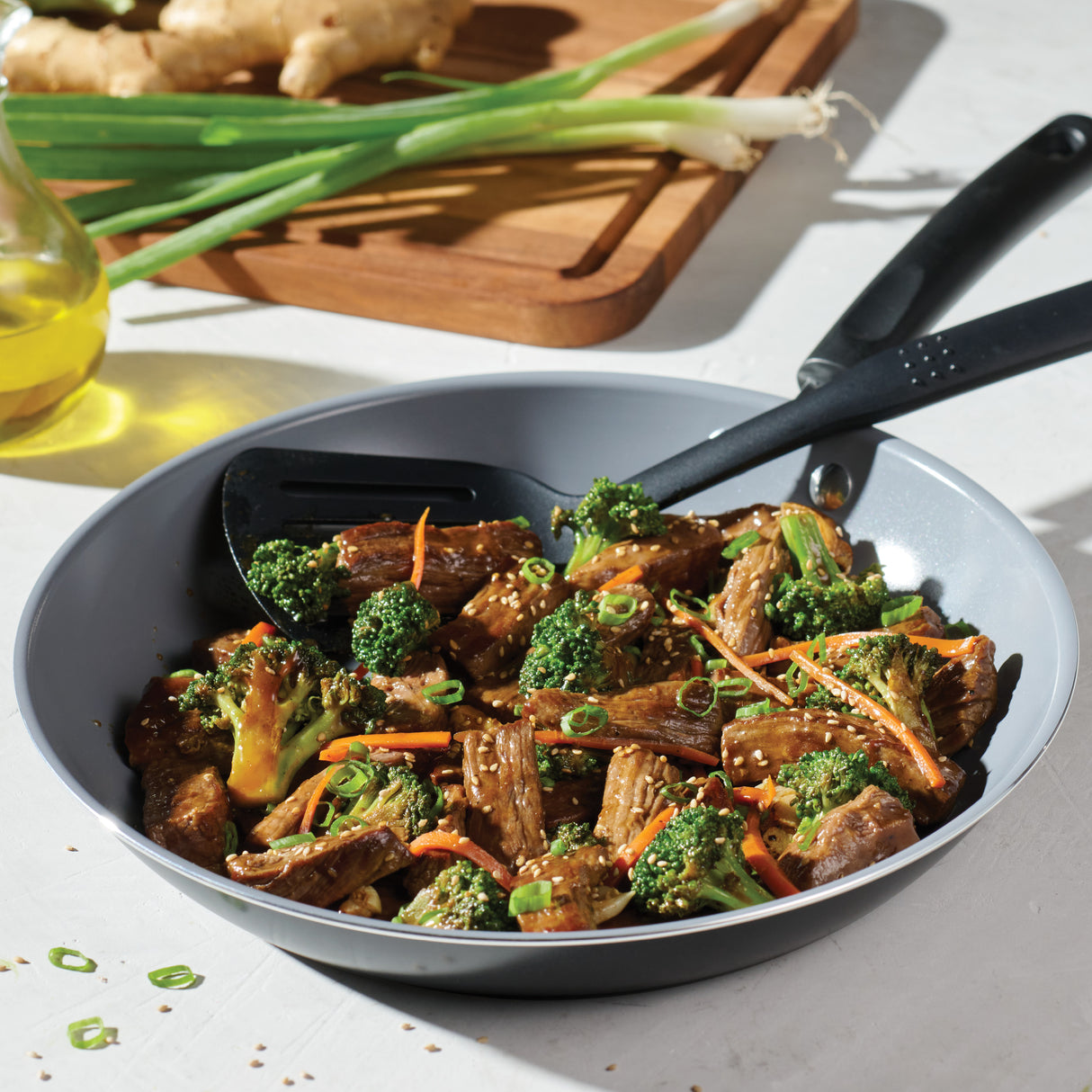 10 Piece Ceramic Nonstick Cookware Set, Steel Gray