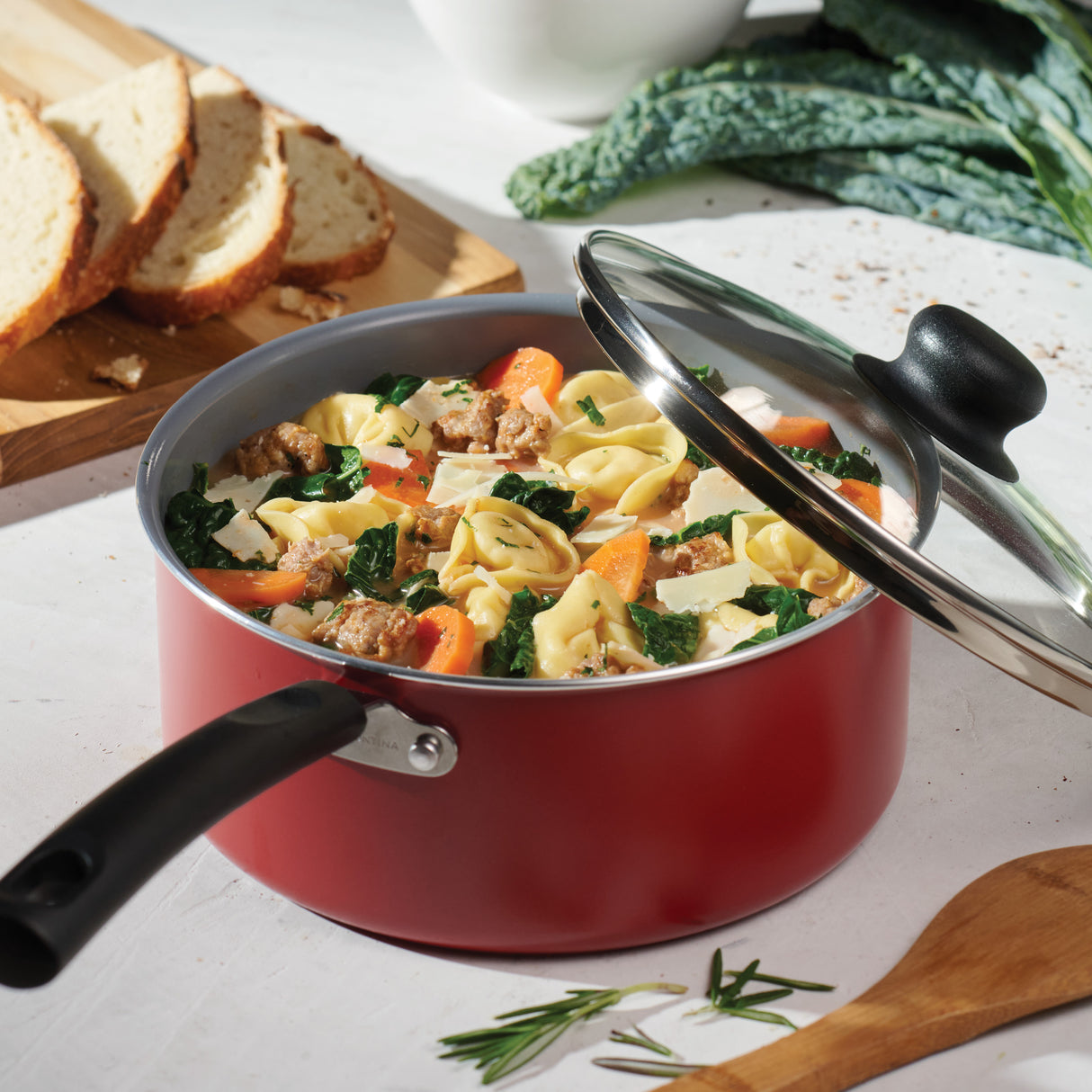 10 Piece Ceramic Nonstick Cookware Set, Steel Gray