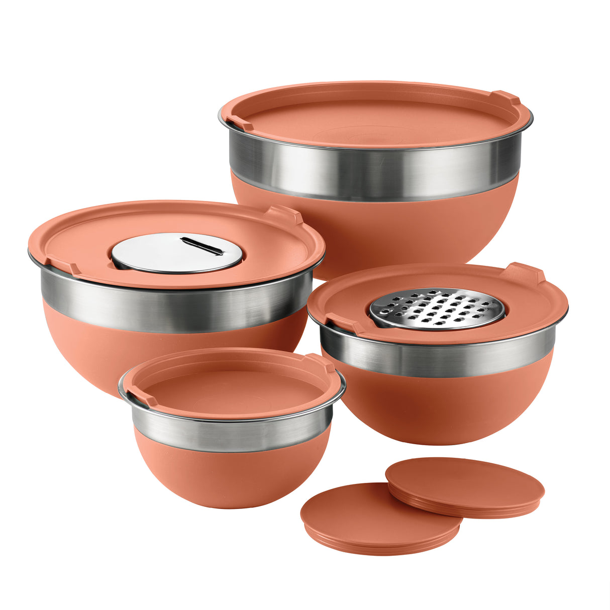 10 Piece Covered Stainless Steel and Silicone Mixing Bowl Set with Grating Tools