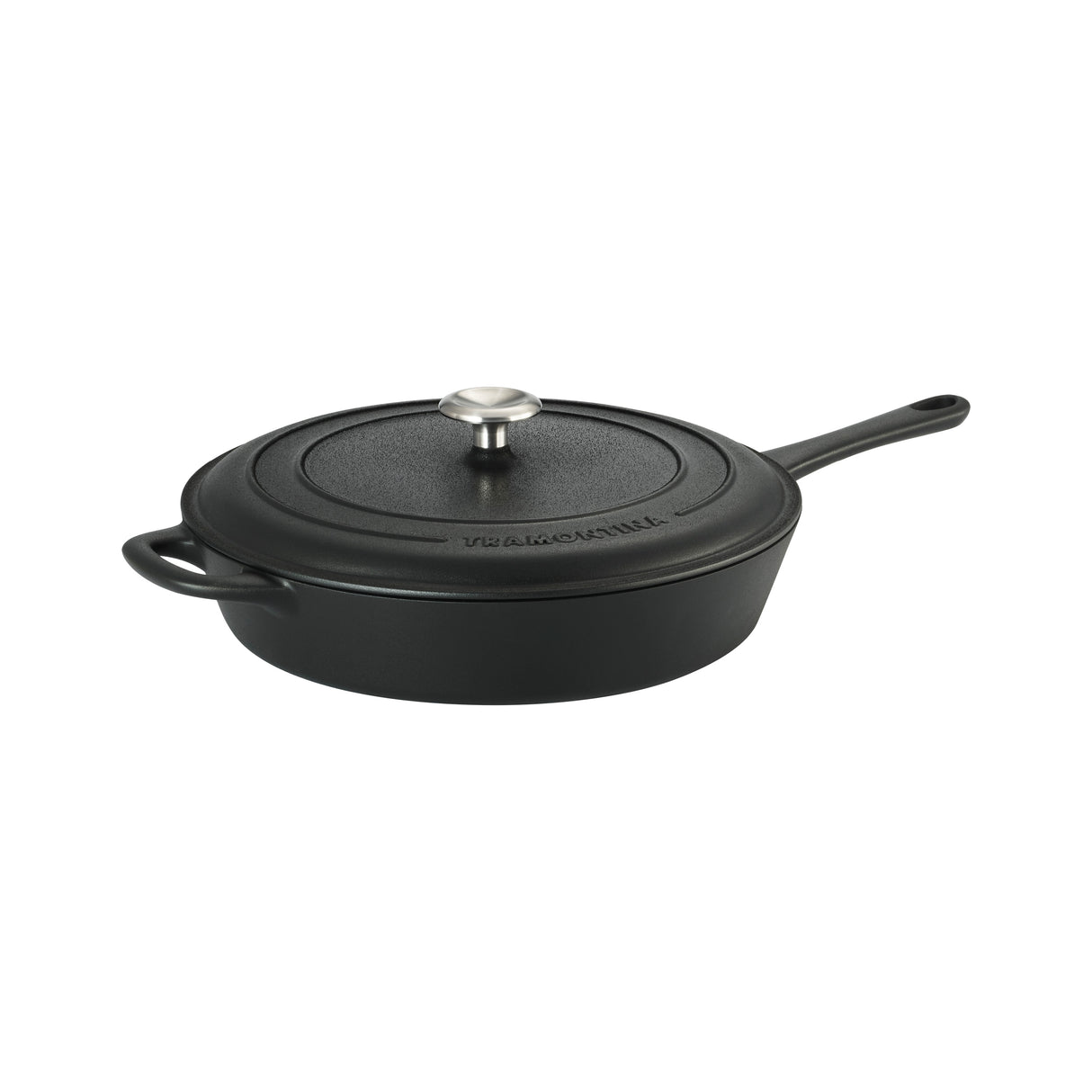 12.5 Inch Cast Iron Covered Skillet Pre-Seasoned