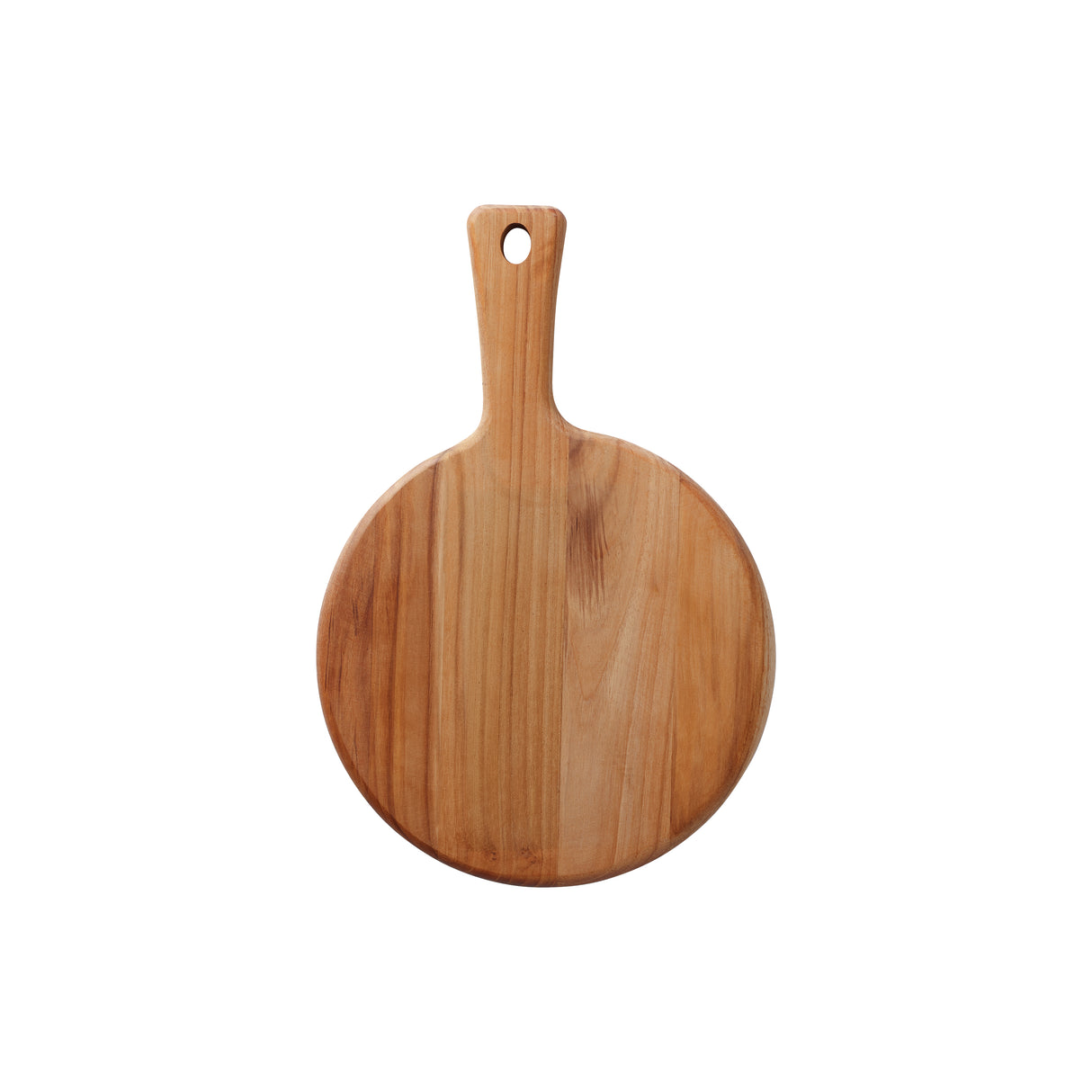 13.25 Inch x 9 Inch Teak Wood Round Cutting Board with Handle