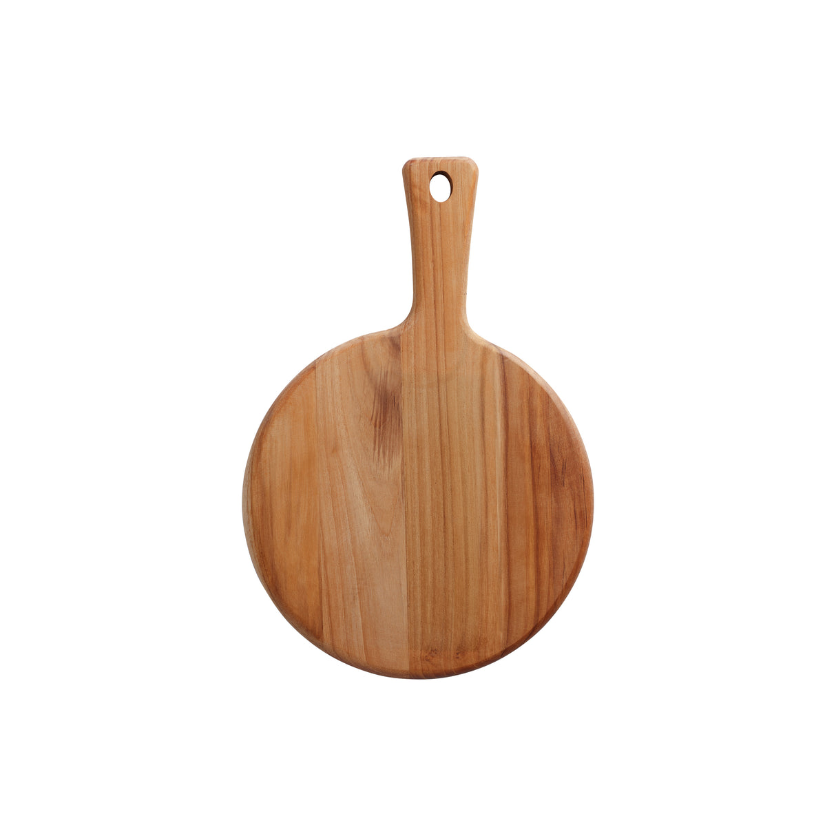 13.25 Inch x 9 Inch Teak Wood Round Cutting Board with Handle