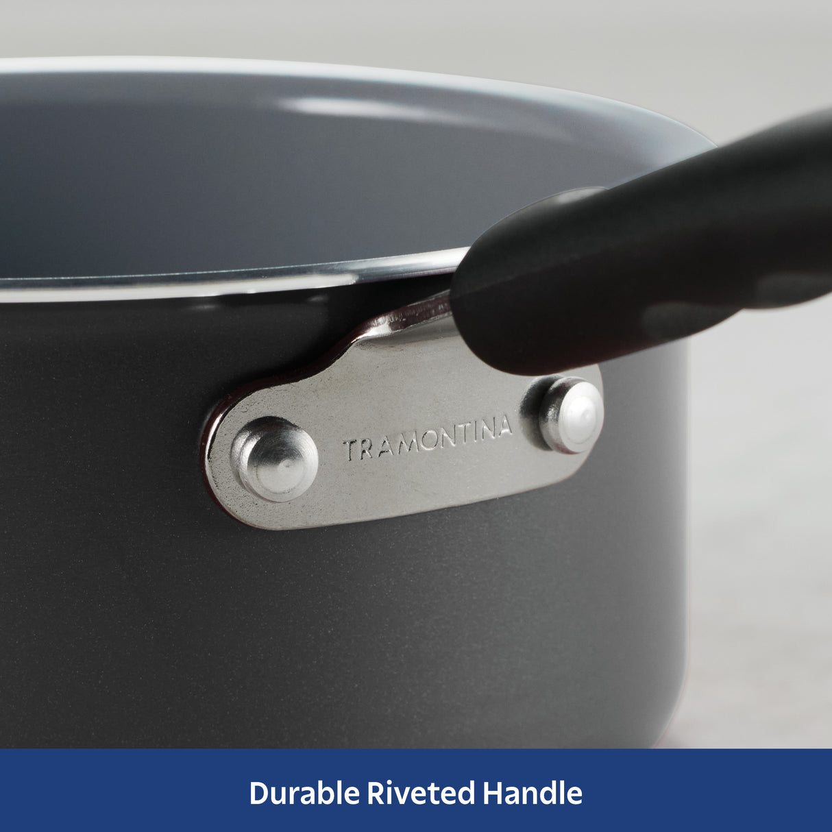 1 Quart Ceramic Nonstick Open Sauce Pan, Steel Gray