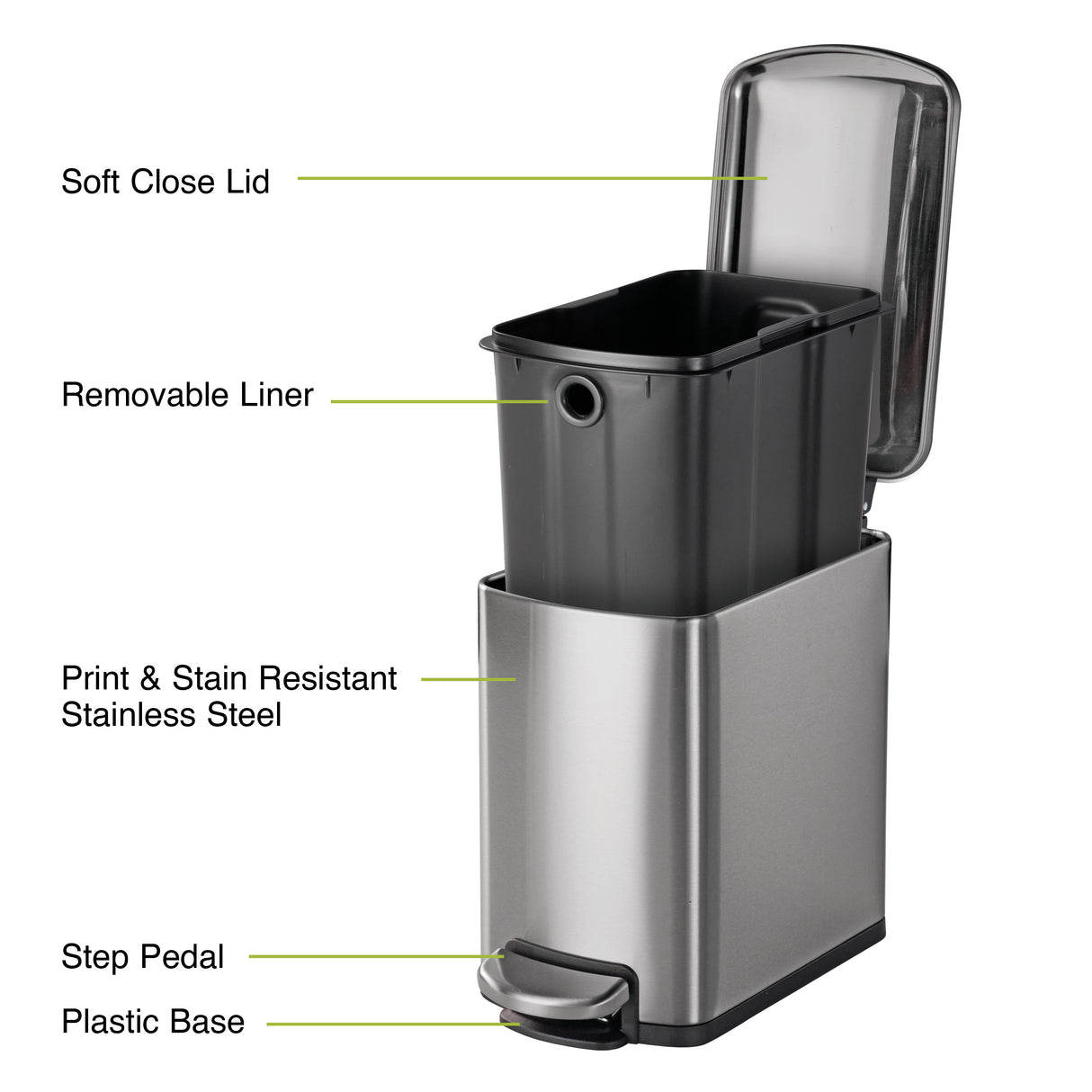 2 Pk-1.6 Gallon Step Trash Cans
