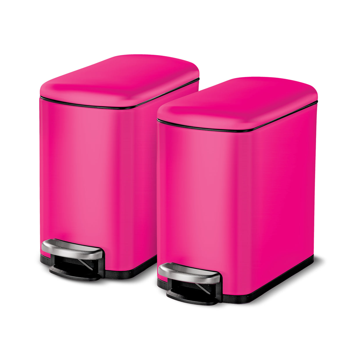 2 Pk-1.6 Gallon Step Trash Cans