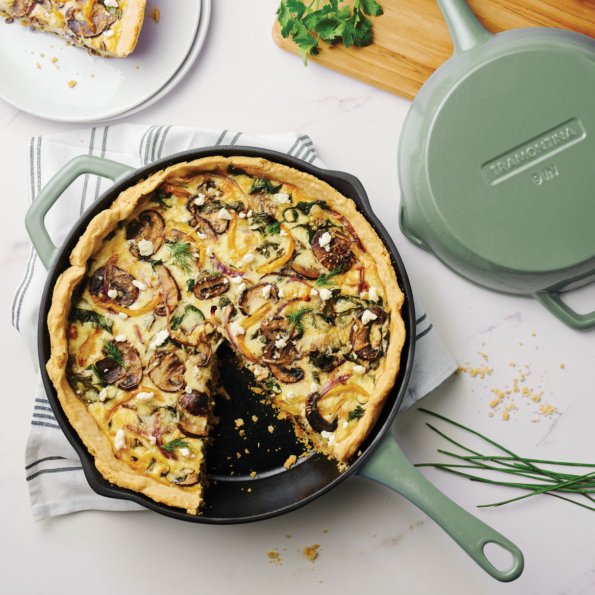 9 Inch and 12 Inch Enamel Cast Iron Skillet Set