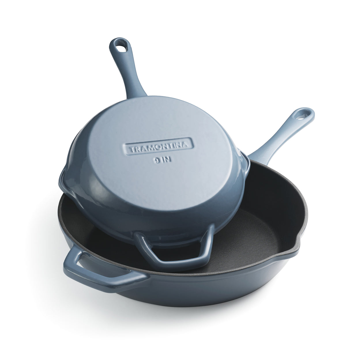 9 Inch and 12 Inch Enamel Cast Iron Skillet Set