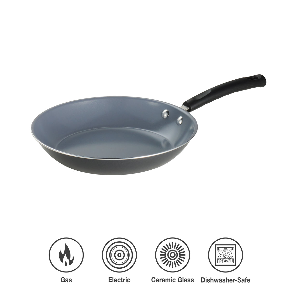 2 Piece Ceramic Nonstick Saute Pan Set, Steel Gray