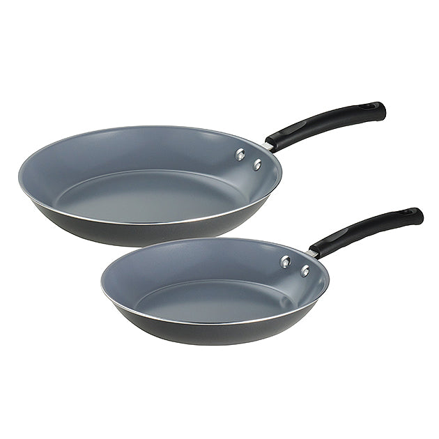 2 Piece Ceramic Nonstick Saute Pan Set, Steel Gray