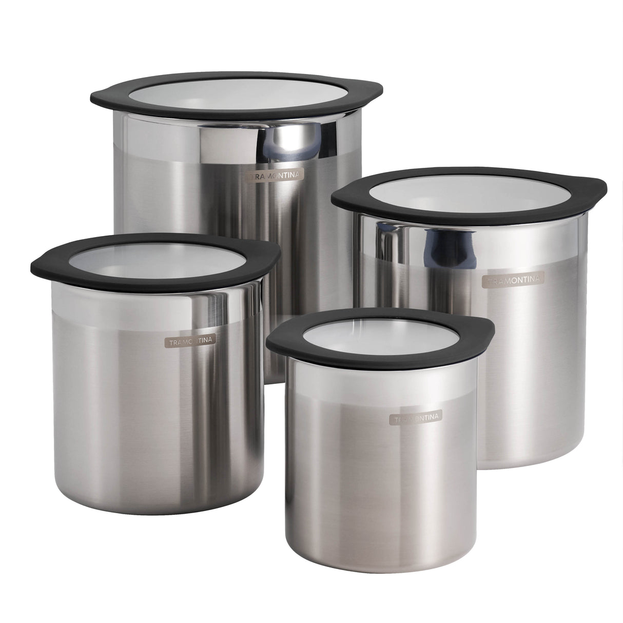 4 Piece Stainless Steel Canister Set - Black