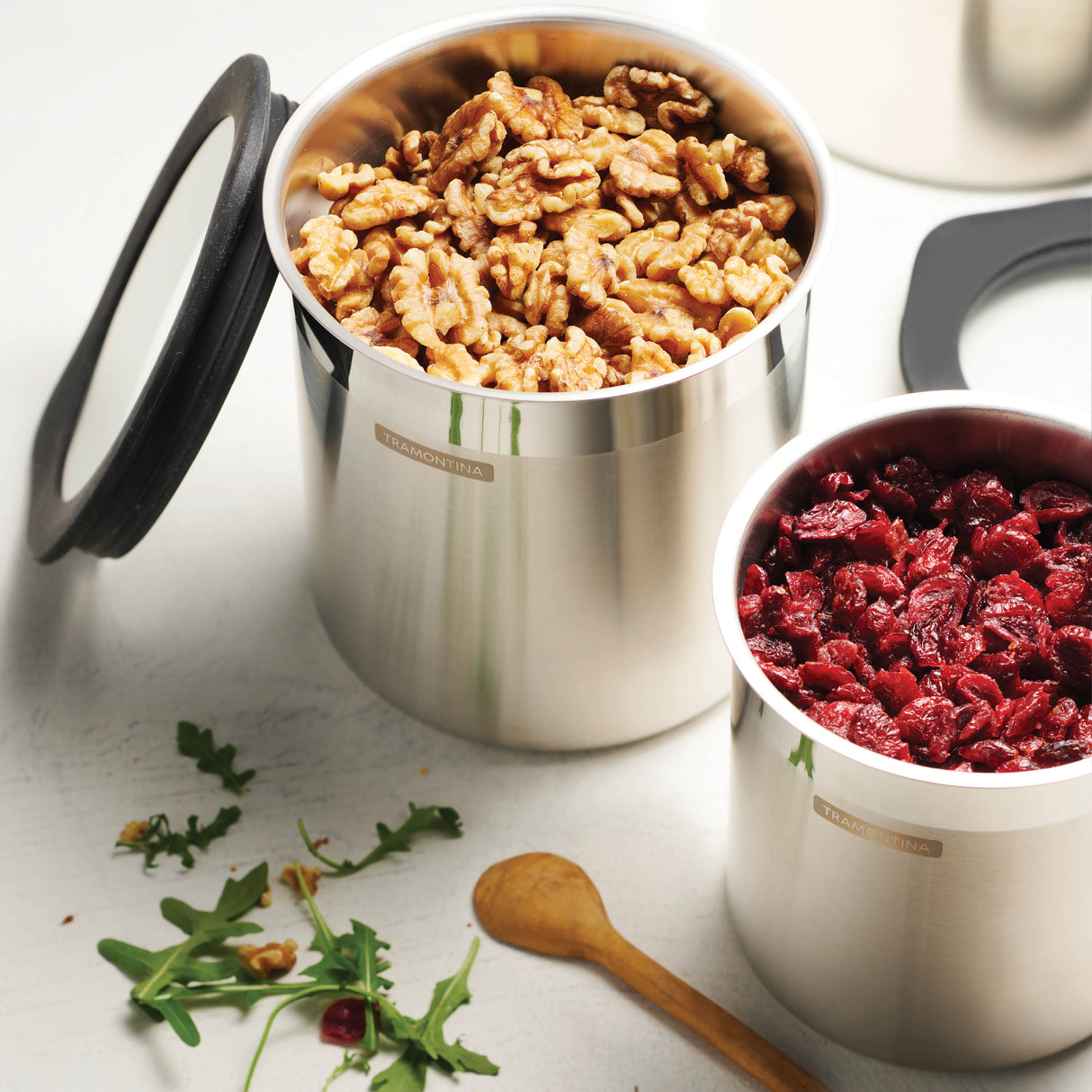 4 Piece Stainless Steel Canister Set - Black