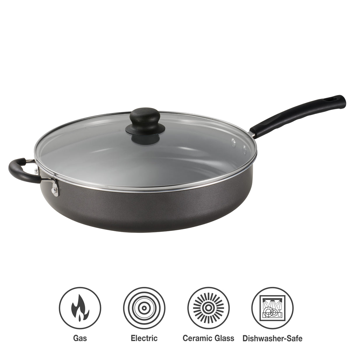 5 Quart Ceramic Nonstick Jumbo Cooker, Steel Gray
