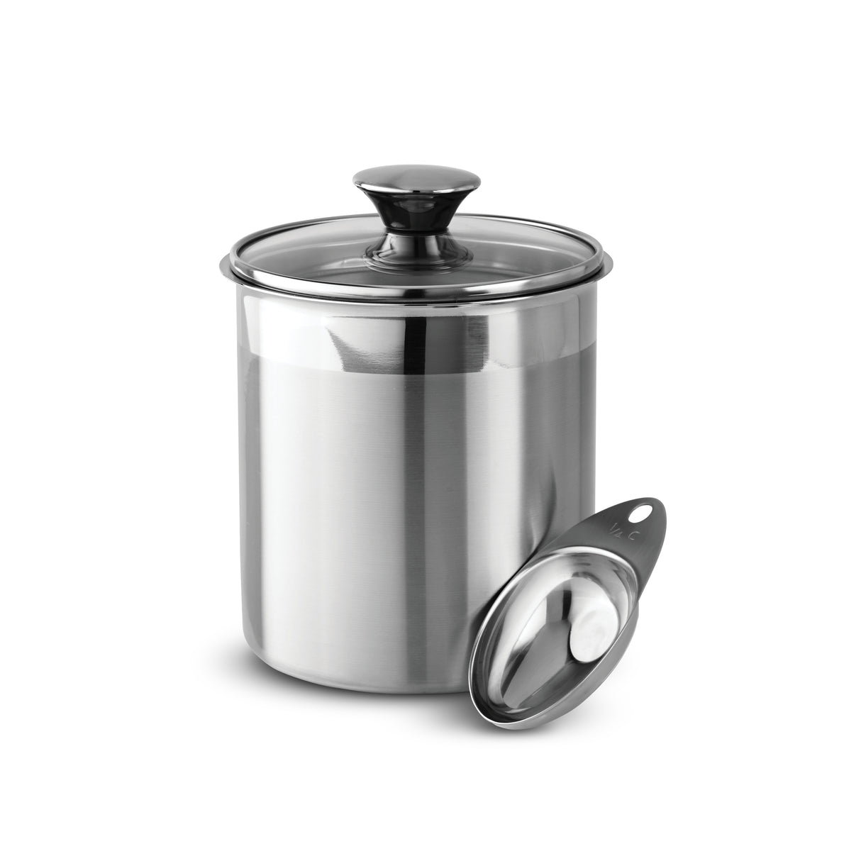 6 Piece Stainless Steel Covered Canister and Scoop Set