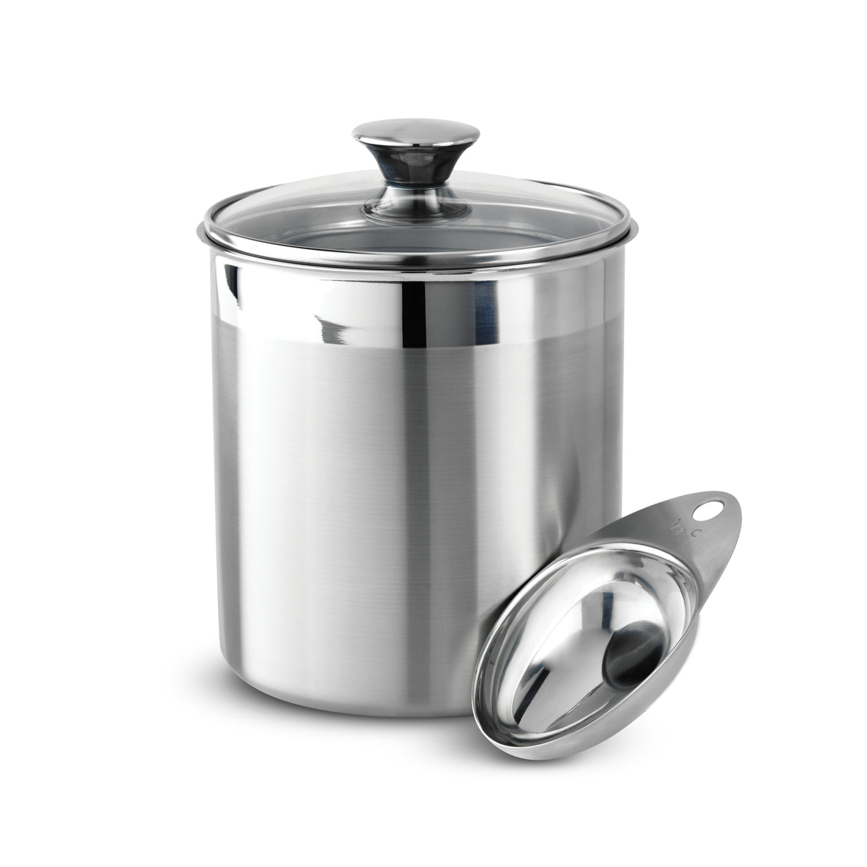 6 Piece Stainless Steel Covered Canister and Scoop Set