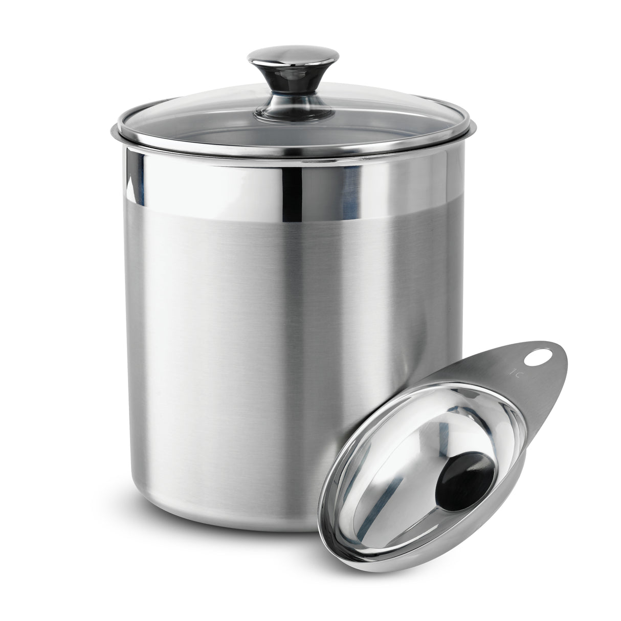 6 Piece Stainless Steel Covered Canister and Scoop Set