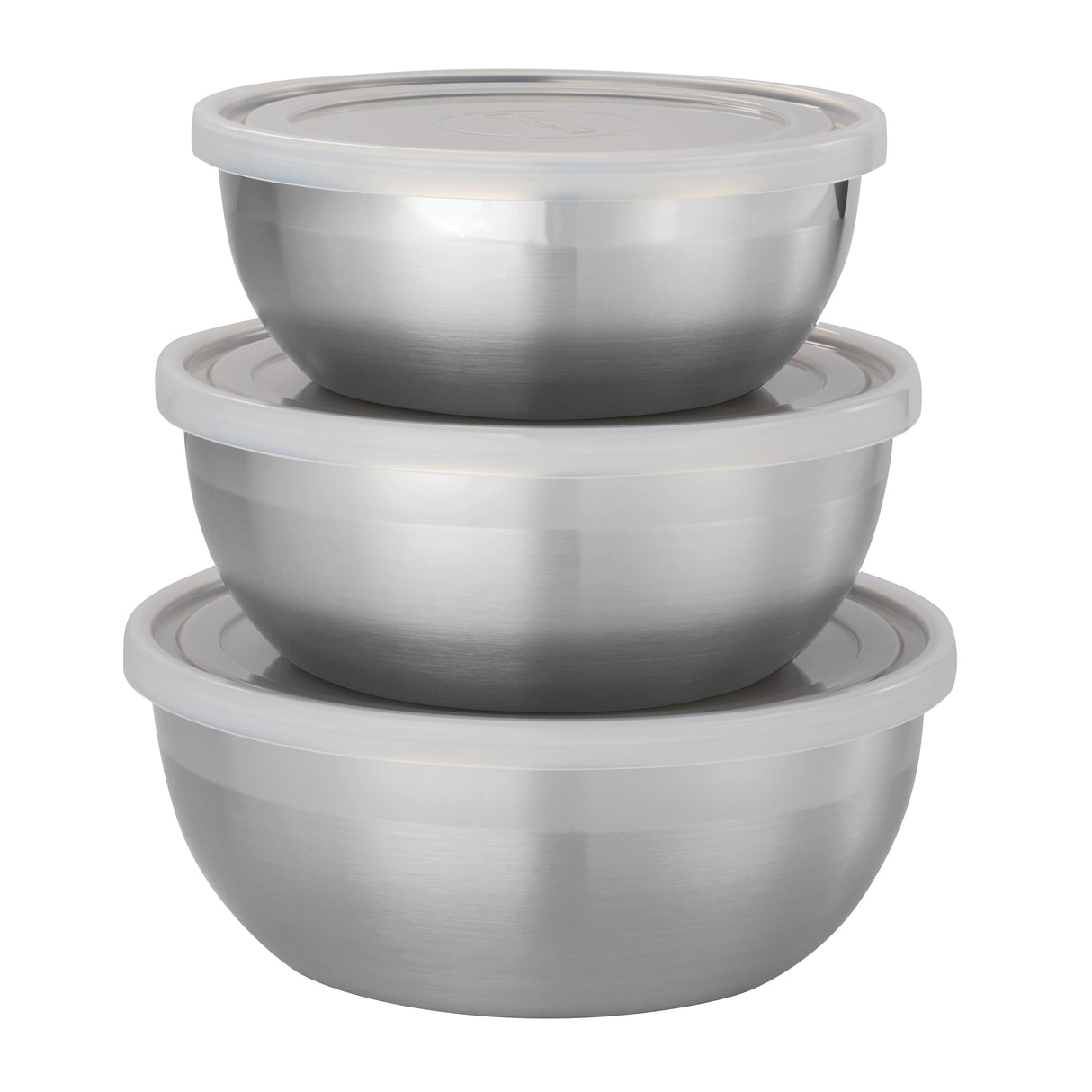 6 Piece Stainless Steel Covered Round Container Set - Frosted Lids