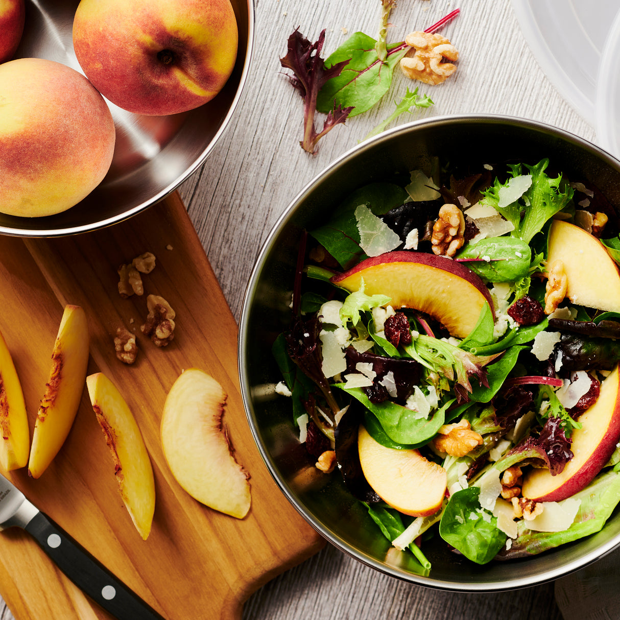 6 Piece Stainless Steel Covered Round Container Set - Frosted Lids