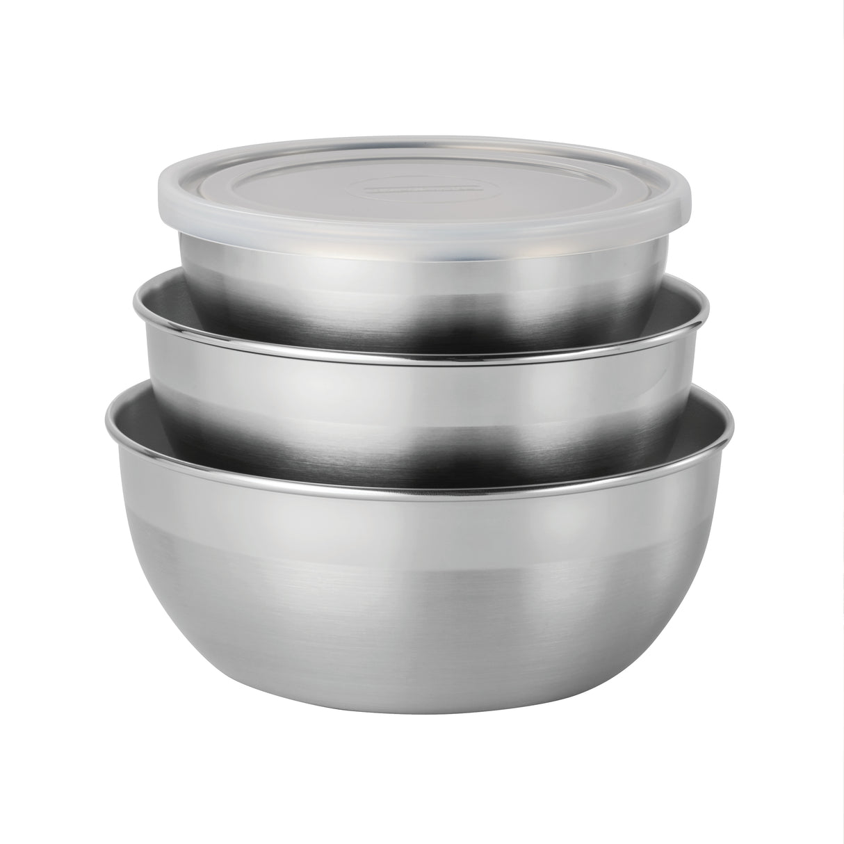 6 Piece Stainless Steel Covered Round Container Set - Frosted Lids