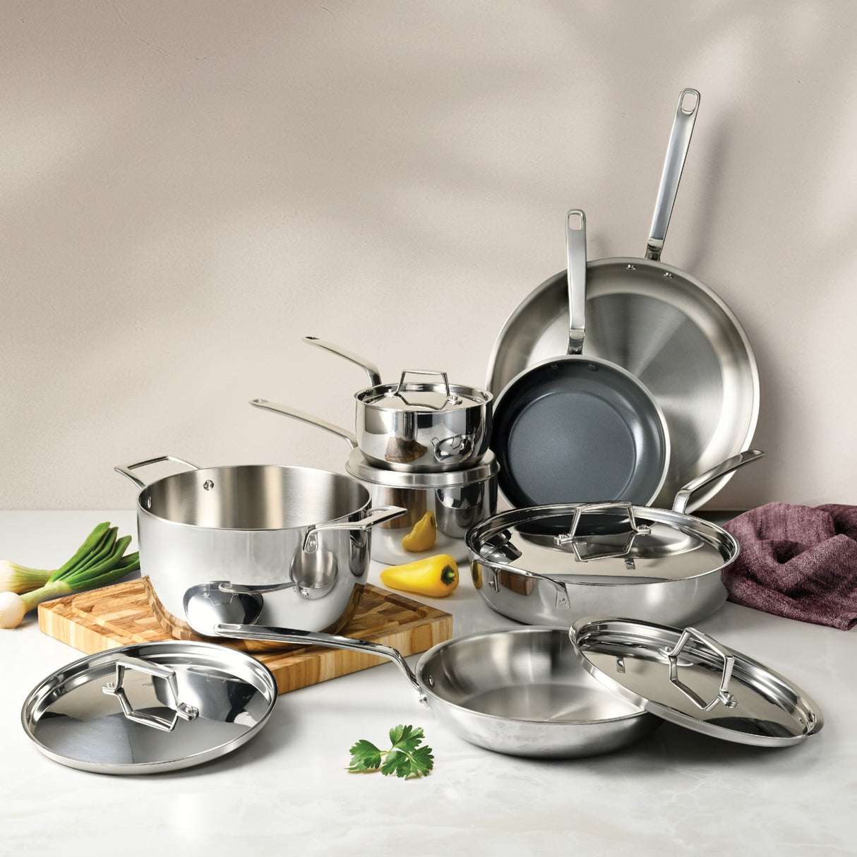 12 Piece Tri-Ply Clad Stainless Steel Cookware Set