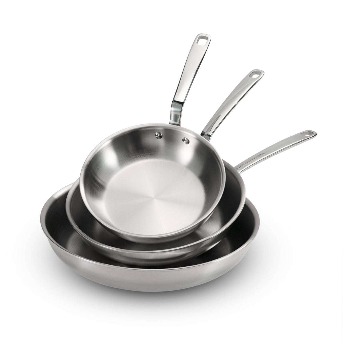 3-Piece Tri-Ply Clad Stainless Steel Fry Pans