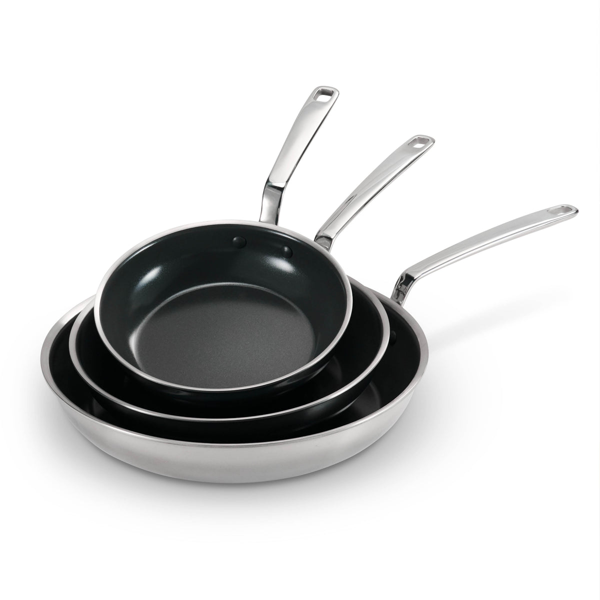 3-Piece Tri-Ply Clad Ceramic Fry Pans