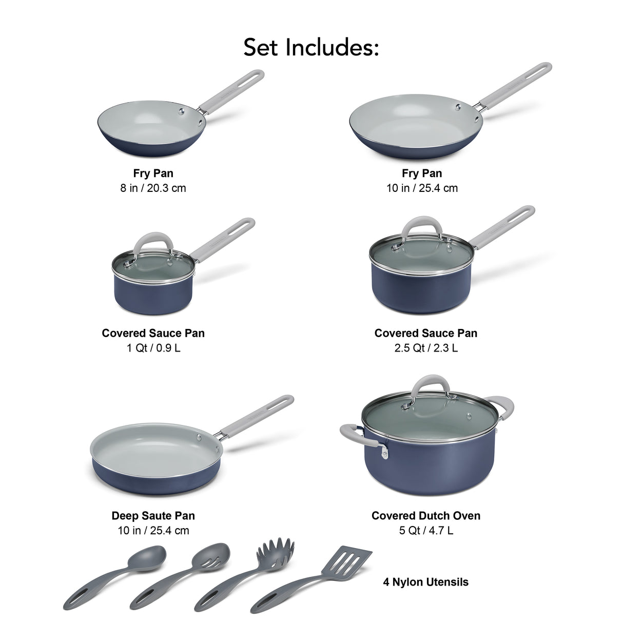 13-Piece Everyday Ceramic Nonstick Cookware Set