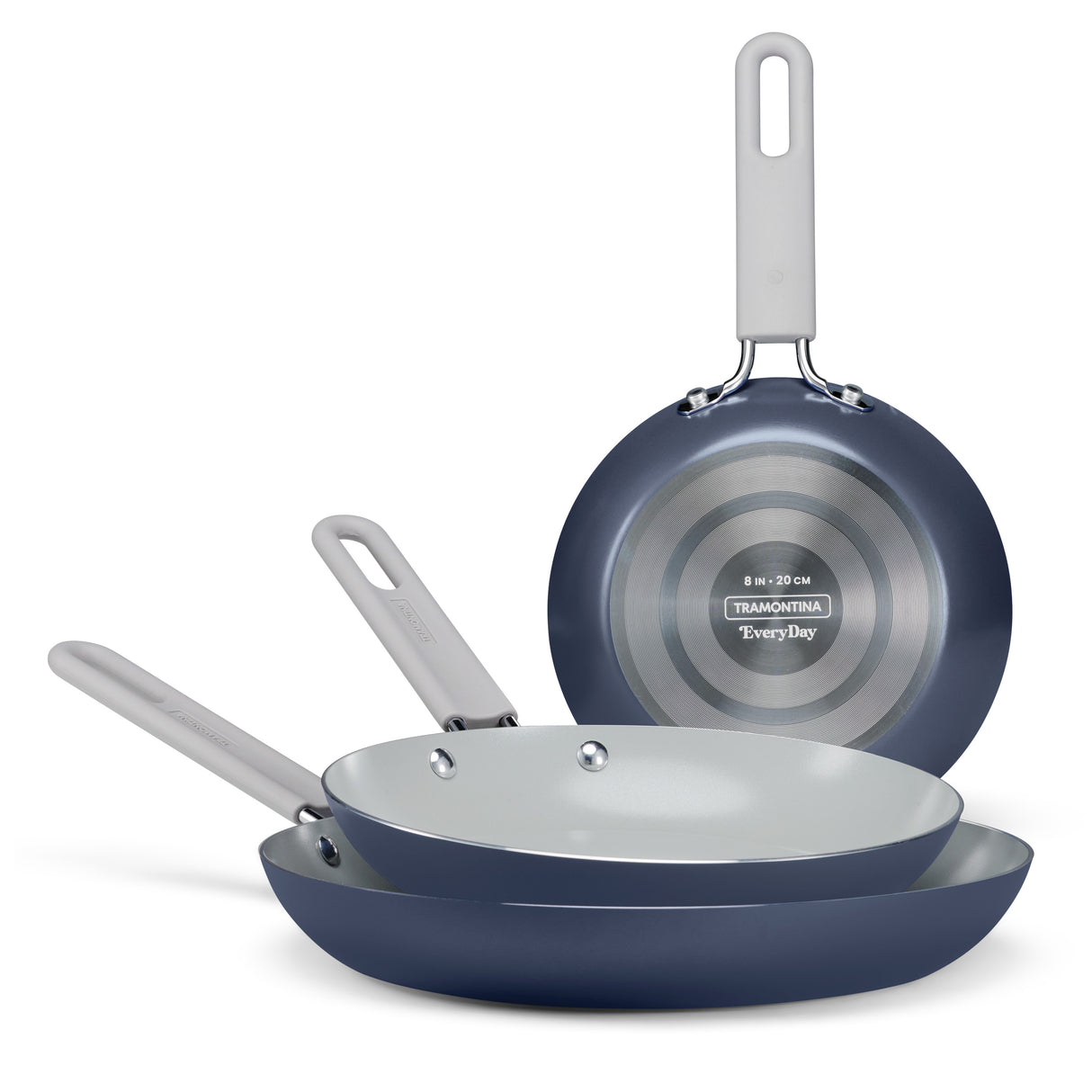 3-Pack Ceramic Fry Pan Set – Bering Sea Blue