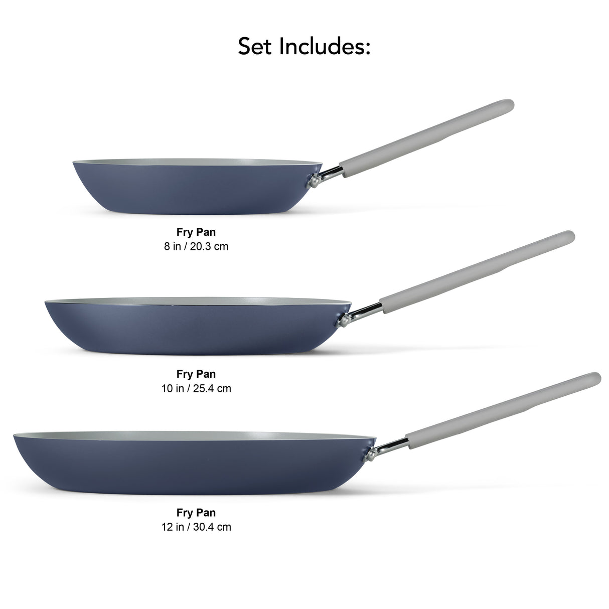 3-Pack Ceramic Fry Pan Set – Bering Sea Blue