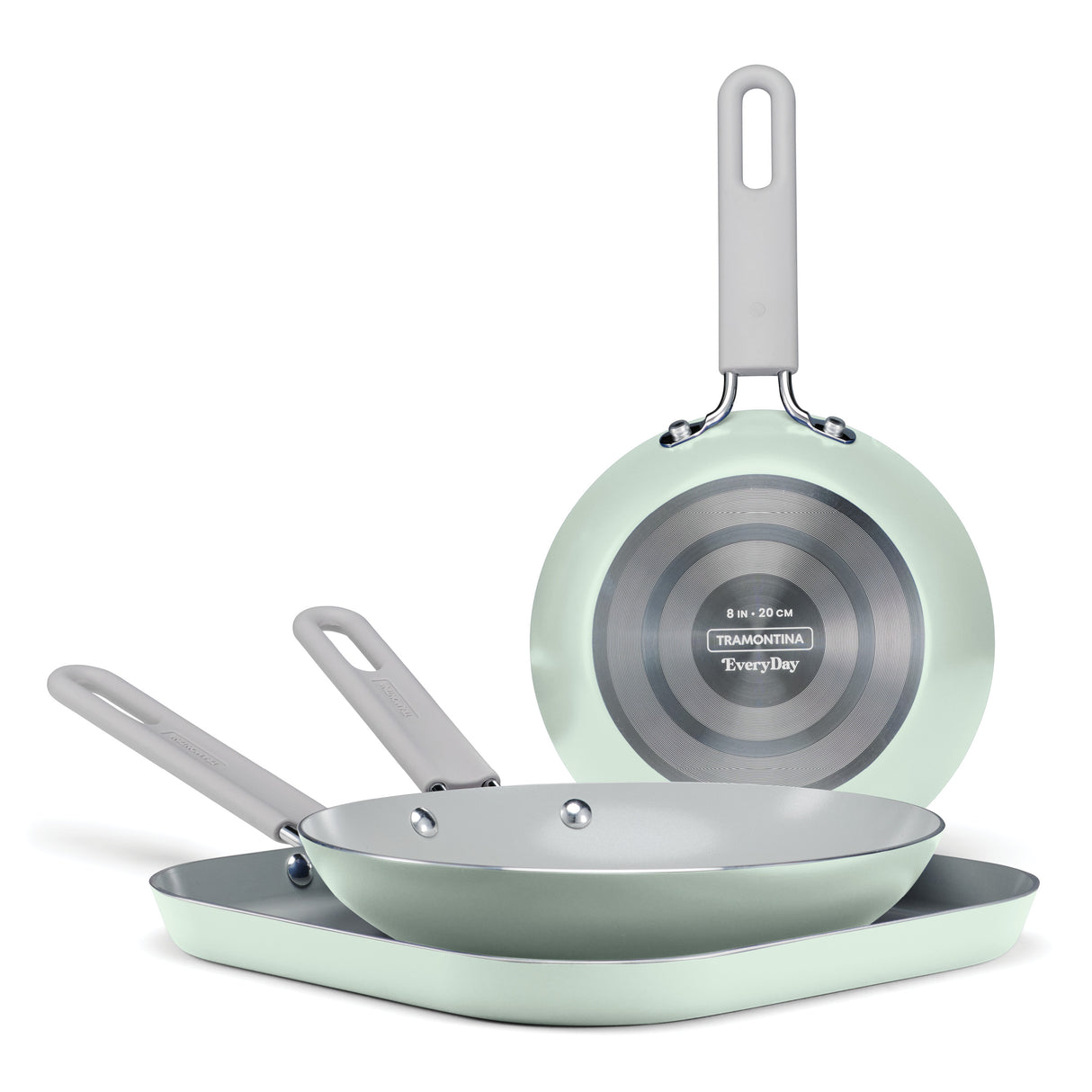 3-Piece Ceramic Fry Pan & Griddle Set – Mint