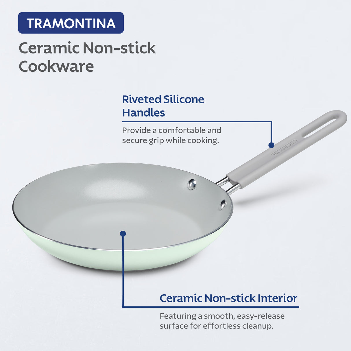 3-Piece Ceramic Fry Pan & Griddle Set – Mint