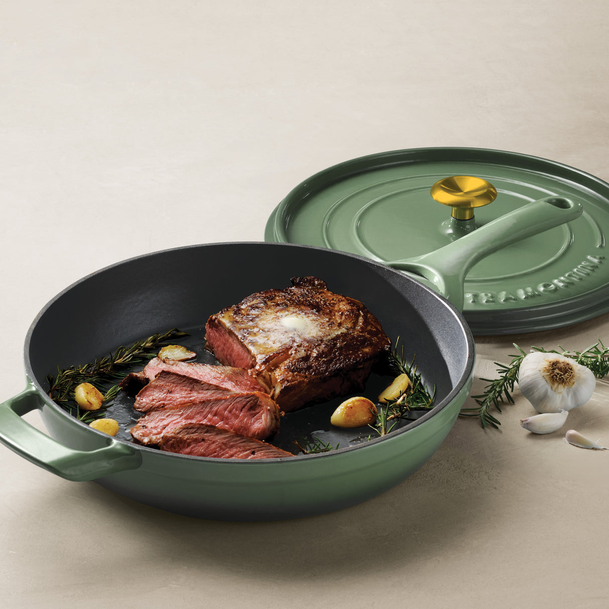 12 Inch Enameled Cast Iron Skillet with Lid