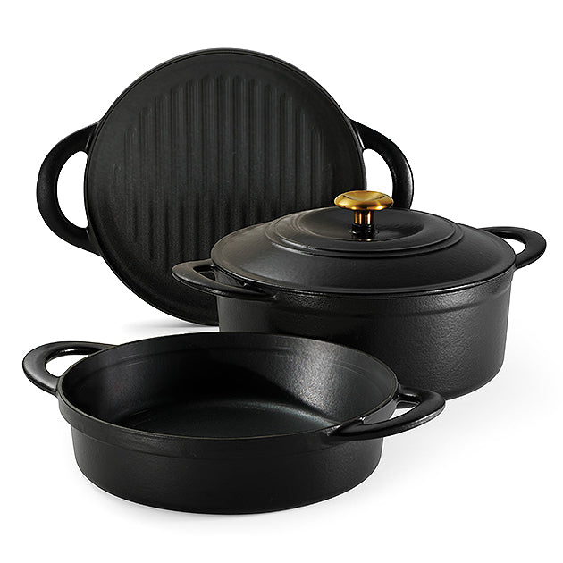 4-Piece Stackable Enamel Cast Iron Cookware Set