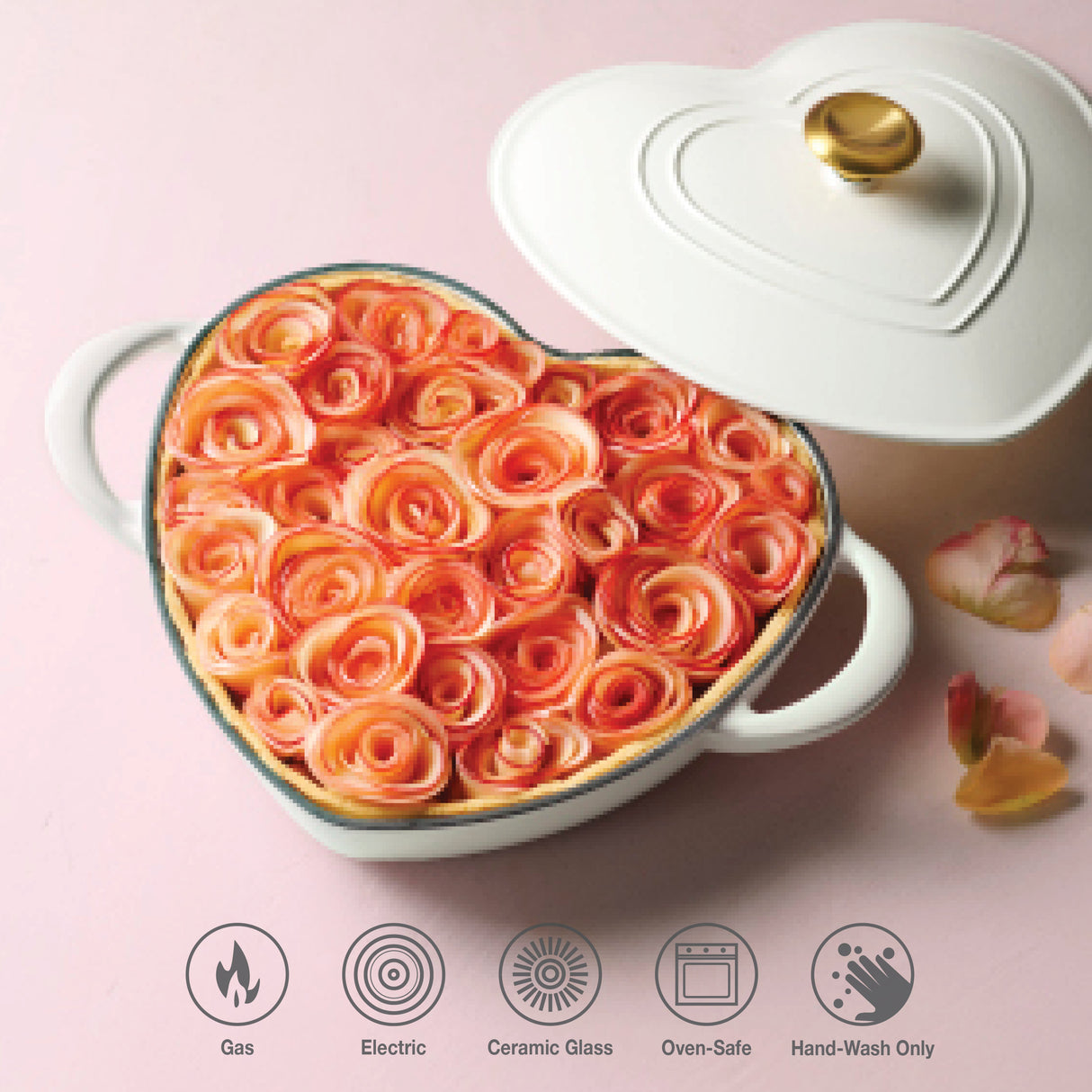 3 Quart Heart Shape Enameled Cast Iron Dutch Oven