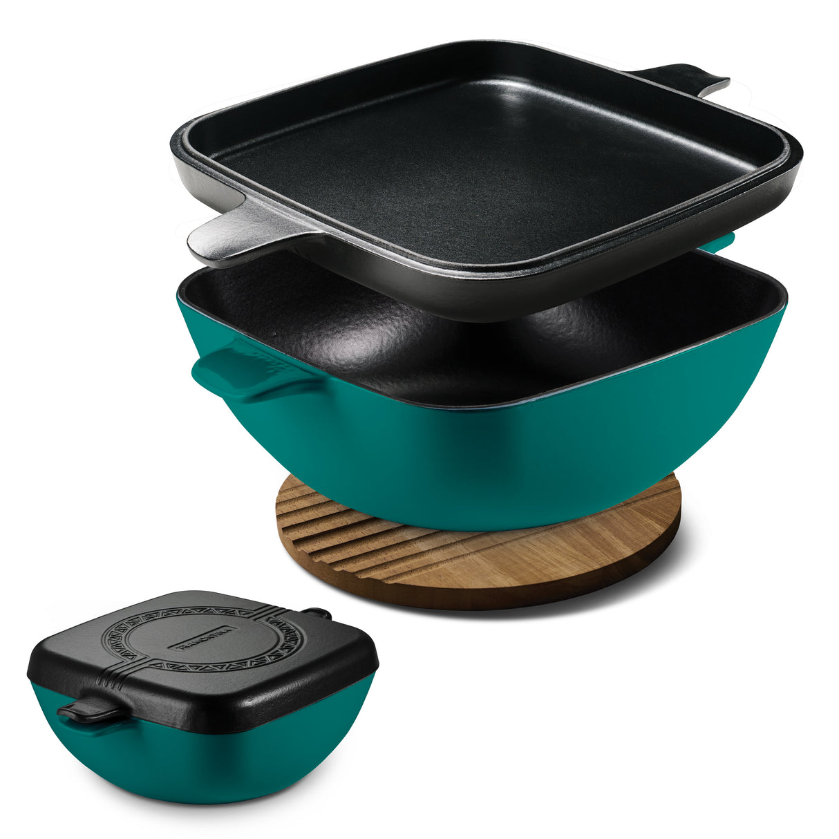 Cultura 6.5 Quart Enameled Cast Iron Multi-Cooker with Reversible Lid