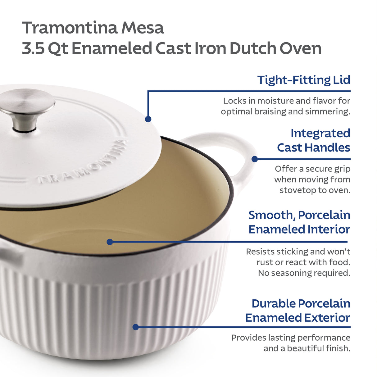 Mesa 3.5 Quart Enameled Cast Iron Dutch Oven