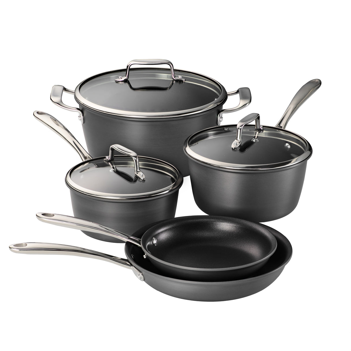 Gourmet 8 Piece Hard Anodized Aluminum Nonstick Cookware Set