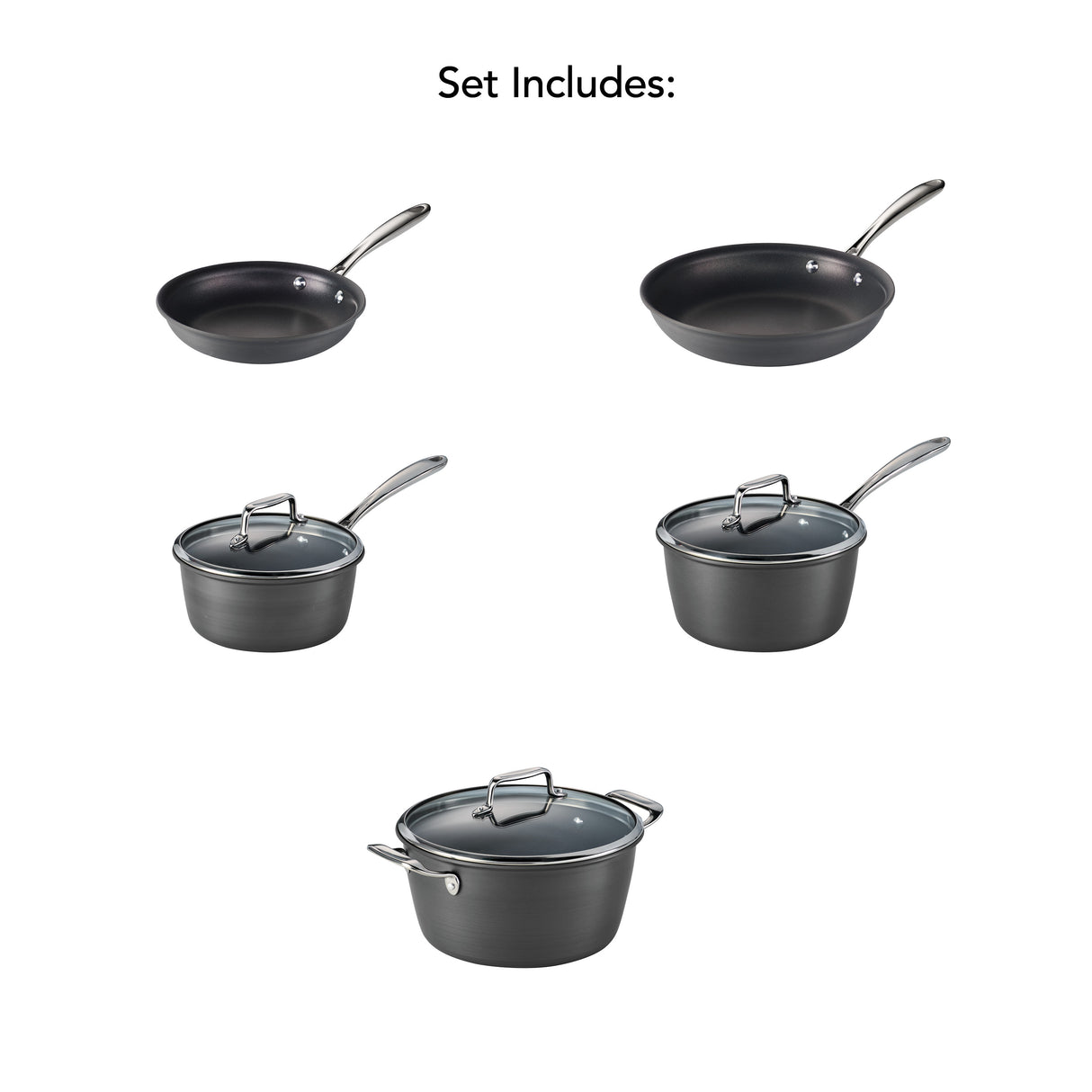 Gourmet 8 Piece Hard Anodized Aluminum Nonstick Cookware Set