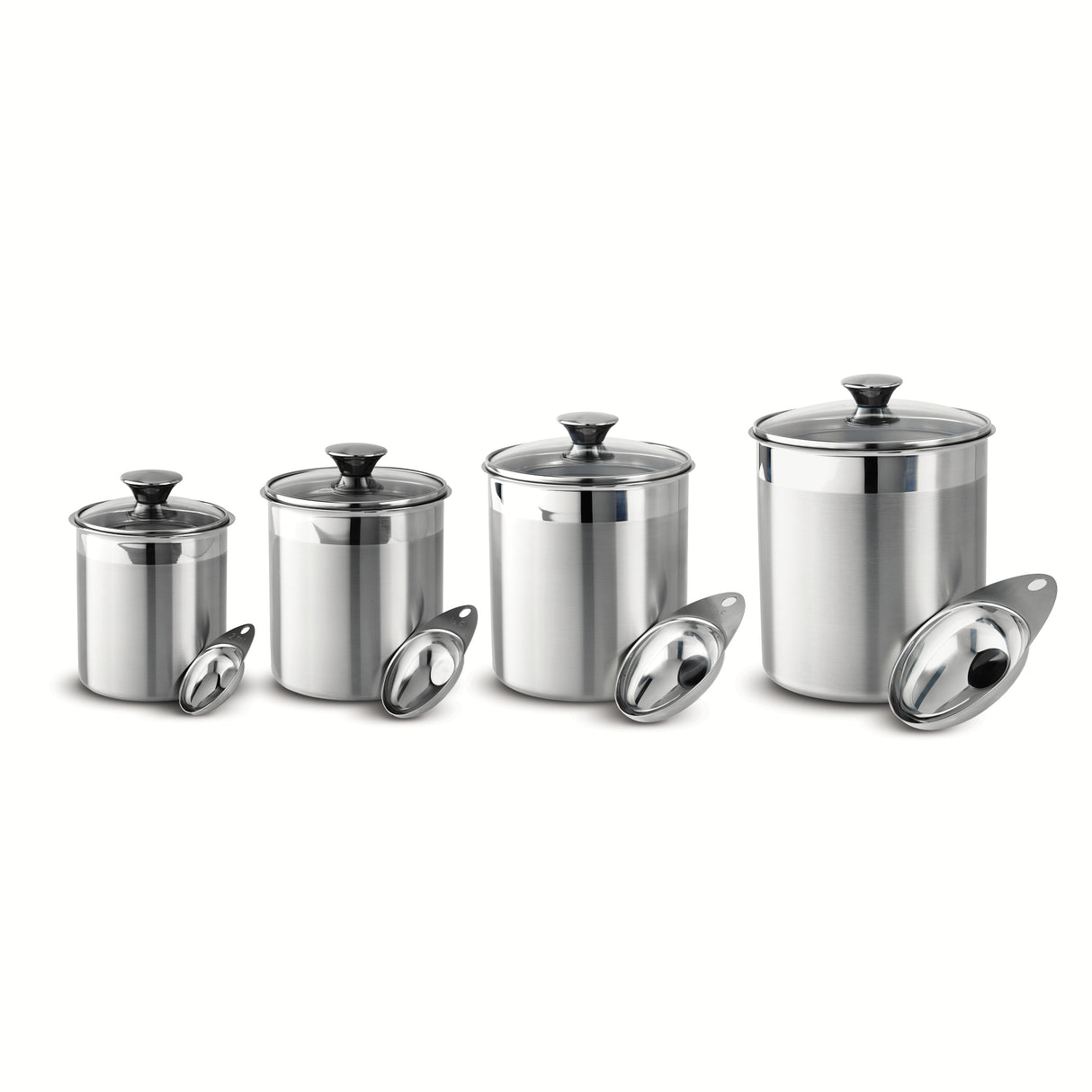 8 Piece Stainless Steel Covered Canister and Scoop Set