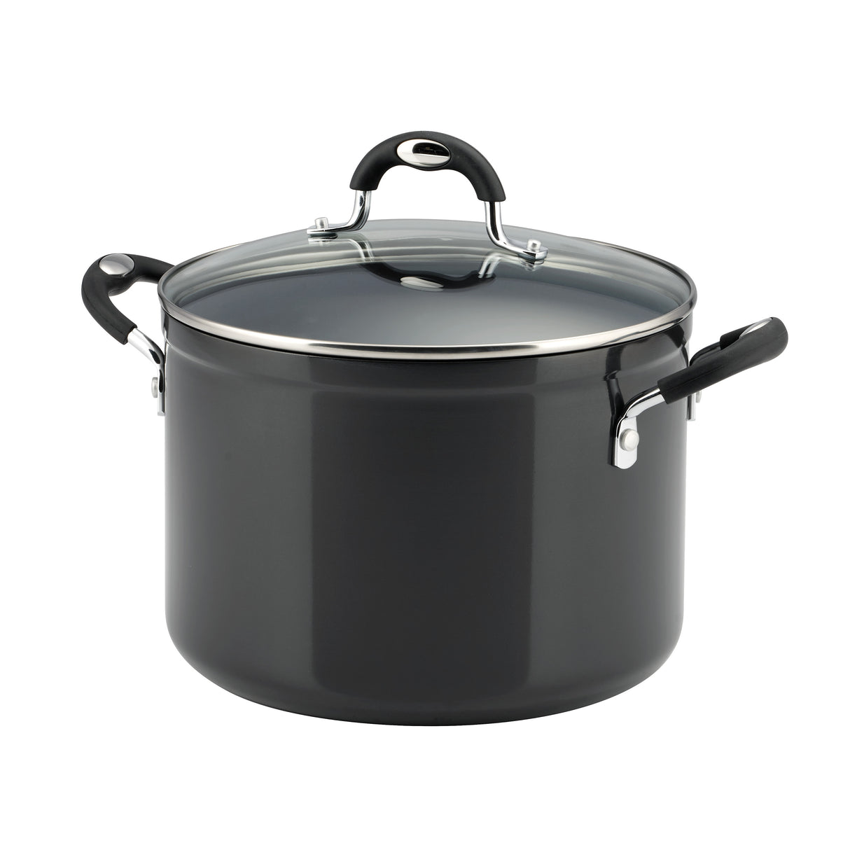 8 Quart Ceramic Nonstick Covered Stock Pot, Charcoal Gray