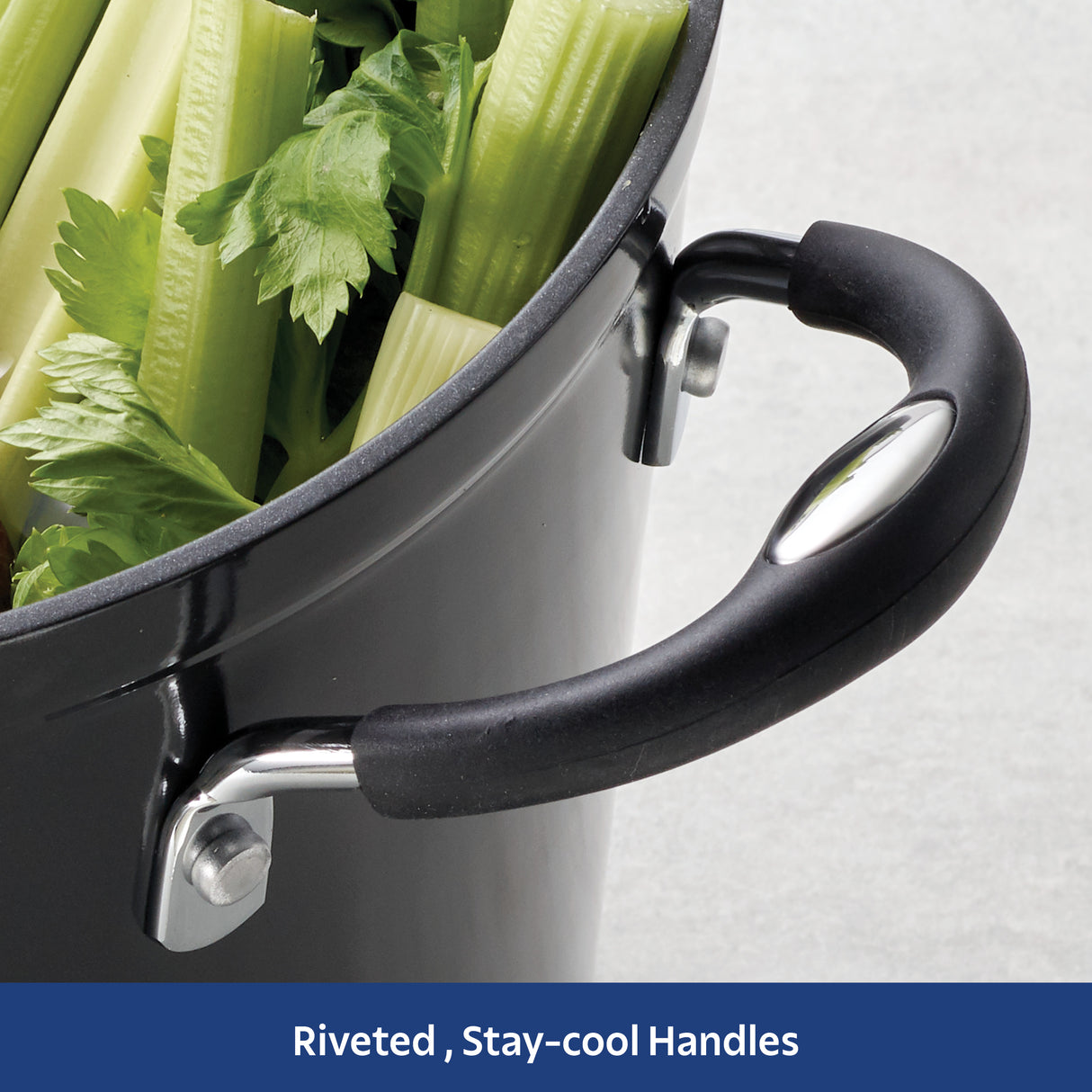 8 Quart Ceramic Nonstick Covered Stock Pot, Charcoal Gray