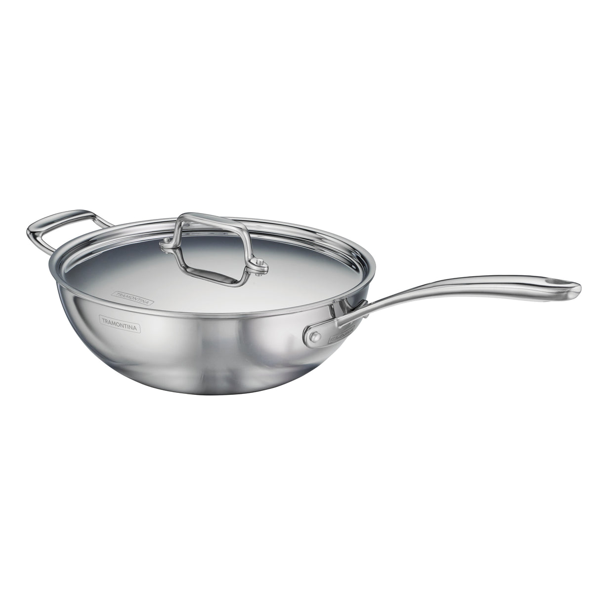 Utsava Tri-Ply Clad 3.75 Qt Covered Wok with Ceramic Interior