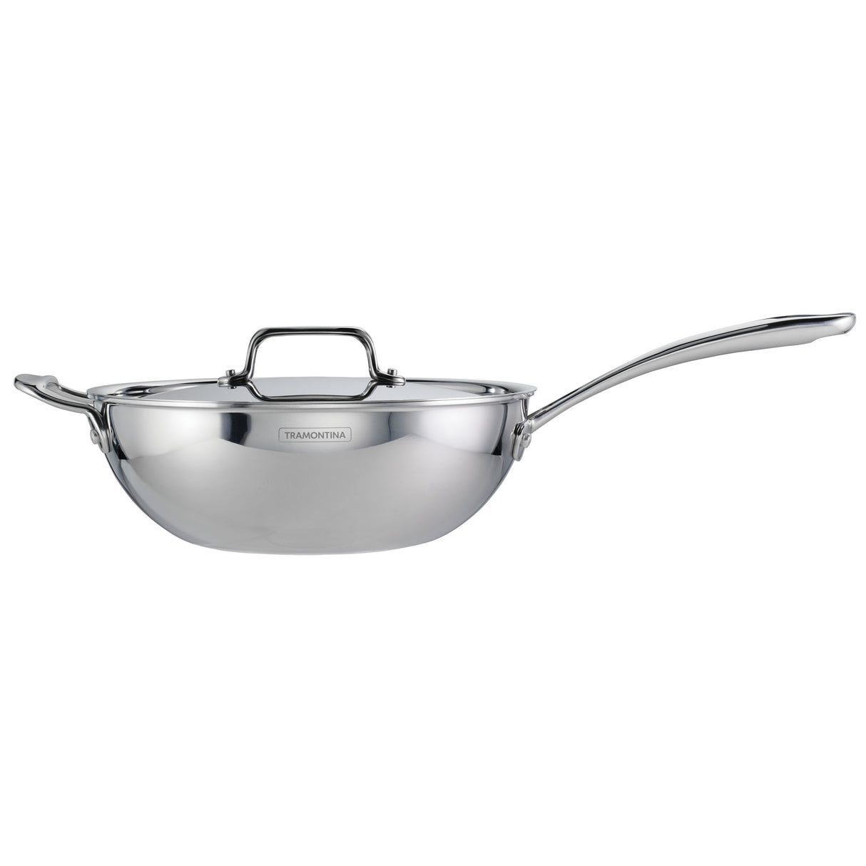 Utsava Tri-Ply Clad 3.75 Qt Covered Wok with Ceramic Interior