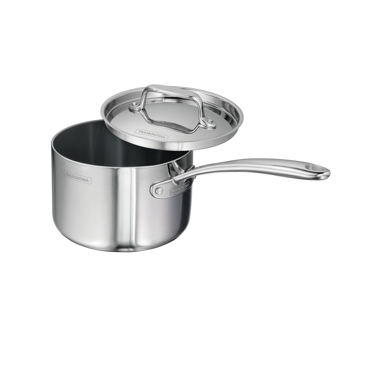 Utsava Tri-Ply Clad 2.2 Qt Covered Saucepan with Ceramic Interior