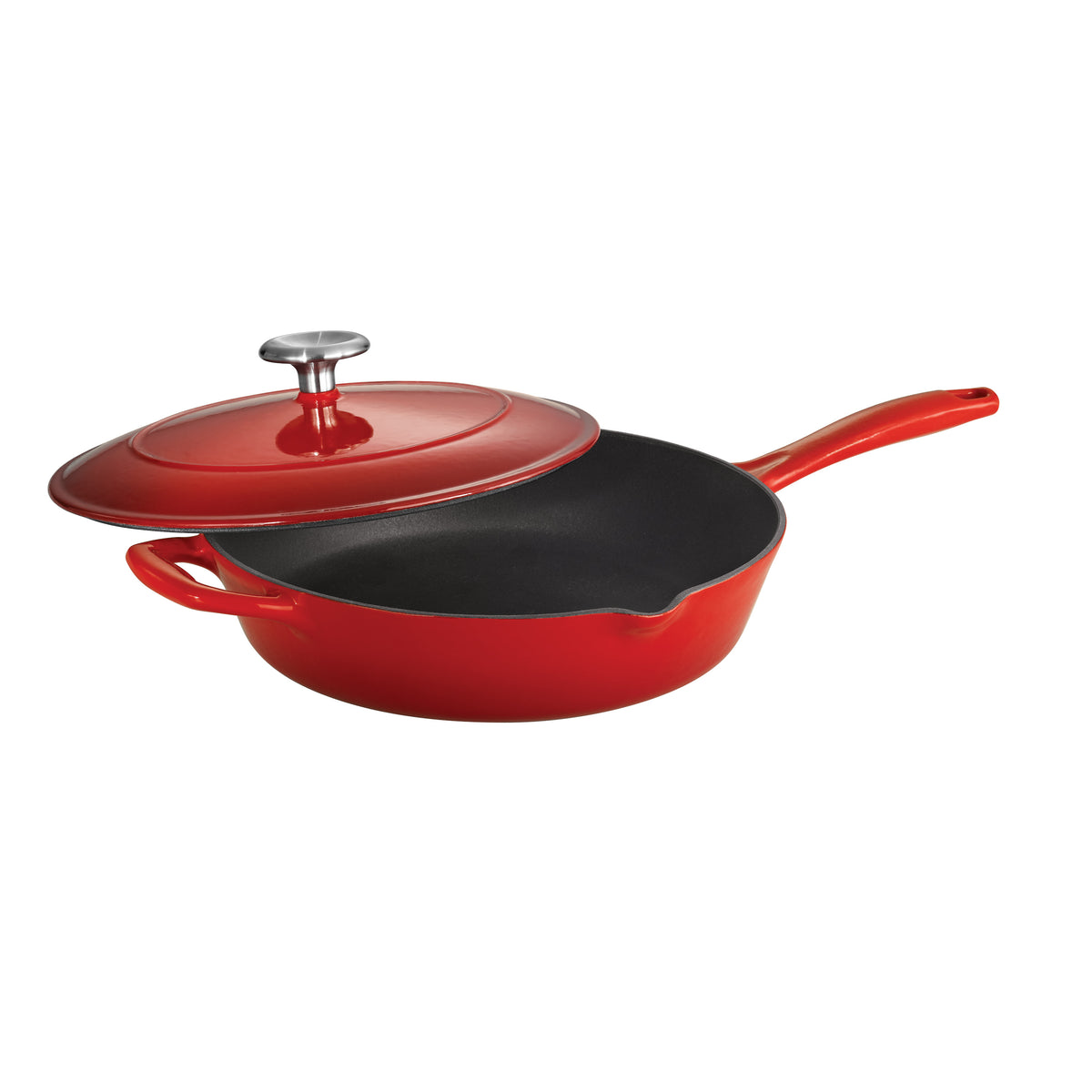 Bestow 10 in Enameled Cast-Iron Covered Skillet Gradated Red