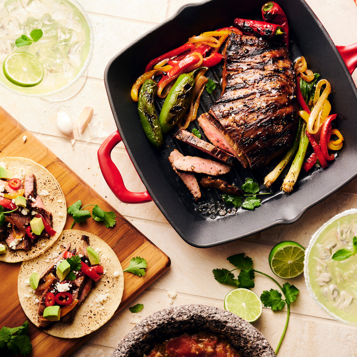 Bestow 11 in Enameled Cast-Iron Grill Pan - Gradated Red