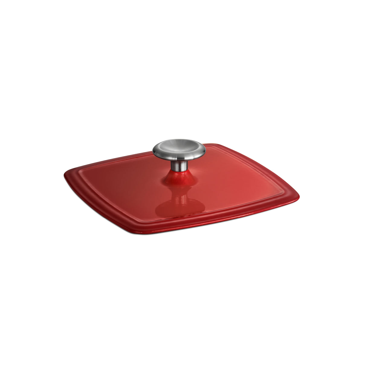 Bestow 11 in Enameled Cast-Iron Grill Pan with Press - Gradated Red