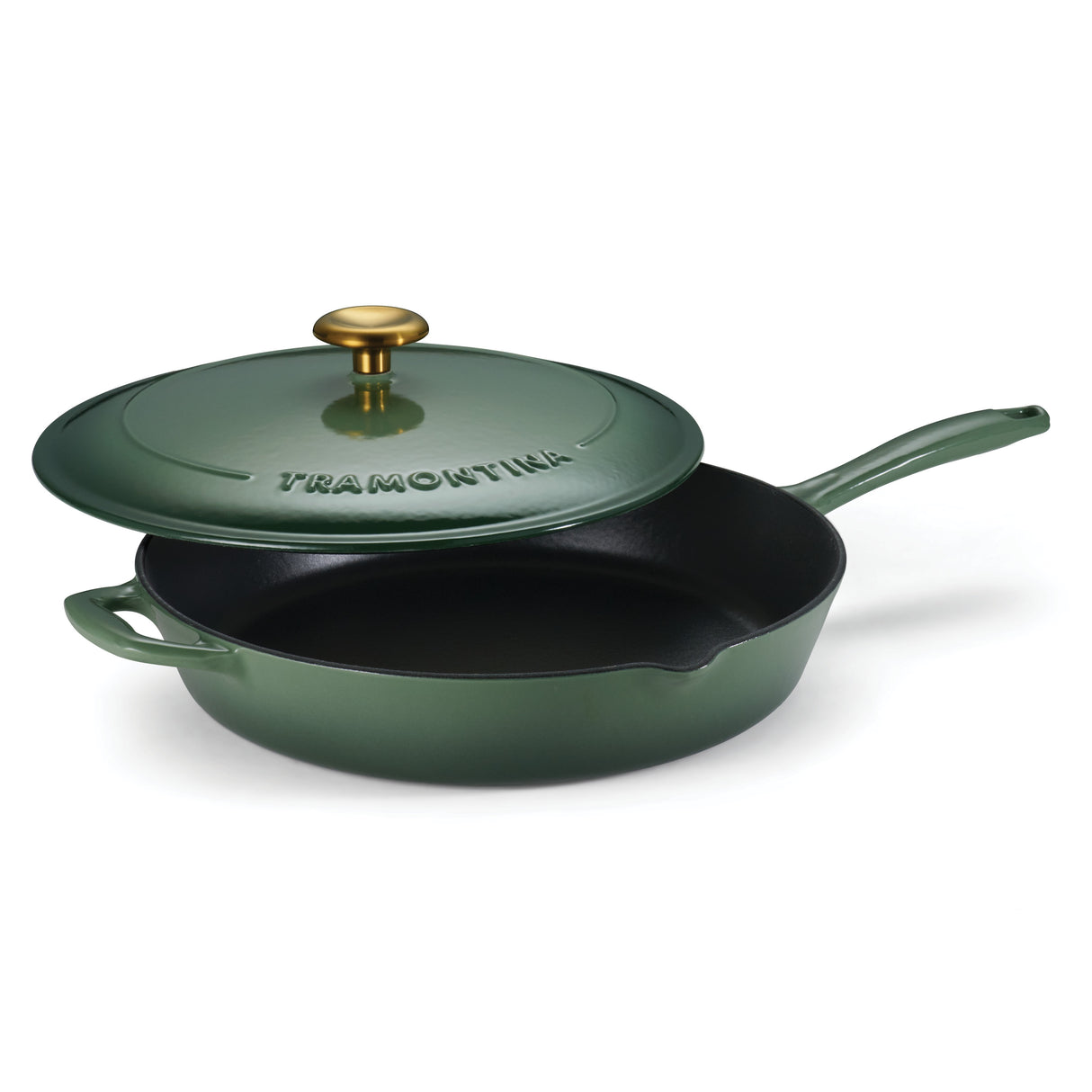 Bestow 12 Inch Enameled Cast-Iron Covered Skillet