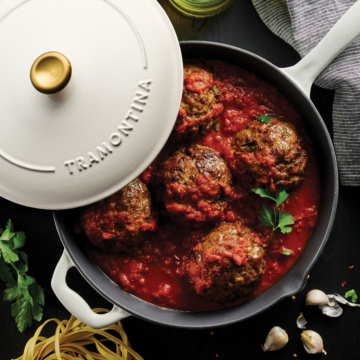 Bestow 12 Inch Enameled Cast Iron Skillet with Lid