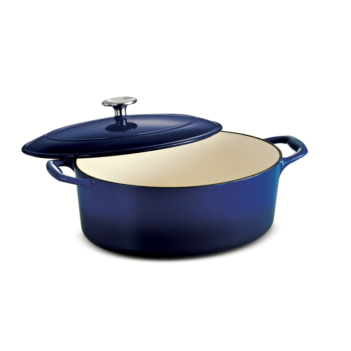 Bestow 5.5 Quart Enameled Cast-Iron Covered Oval Dutch Oven - Gradated Cobalt